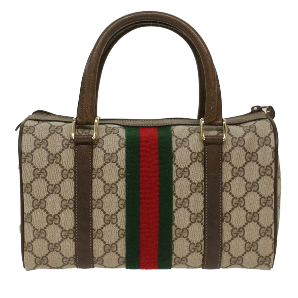 GUCCI GG Canvas Web Sherry Line Boston Bag Beige Red 3902006 Auth bs7253 - Picture 3 of 16